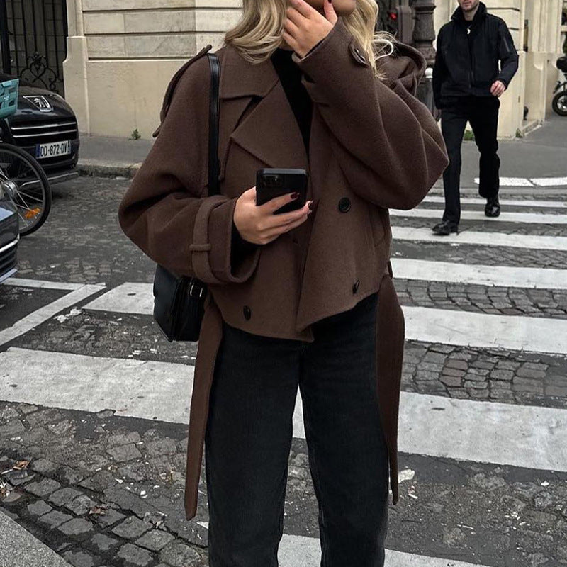 Damen Kurzmantel Elegant Taille geschnitten