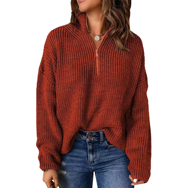 Women's Pullover Short Zipper Elegant