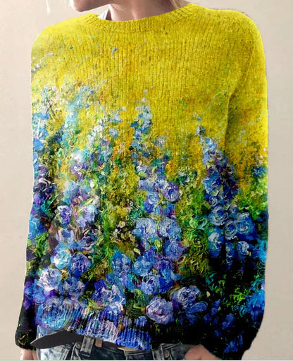 Women's Knitted Jumper with 3D Floral Design