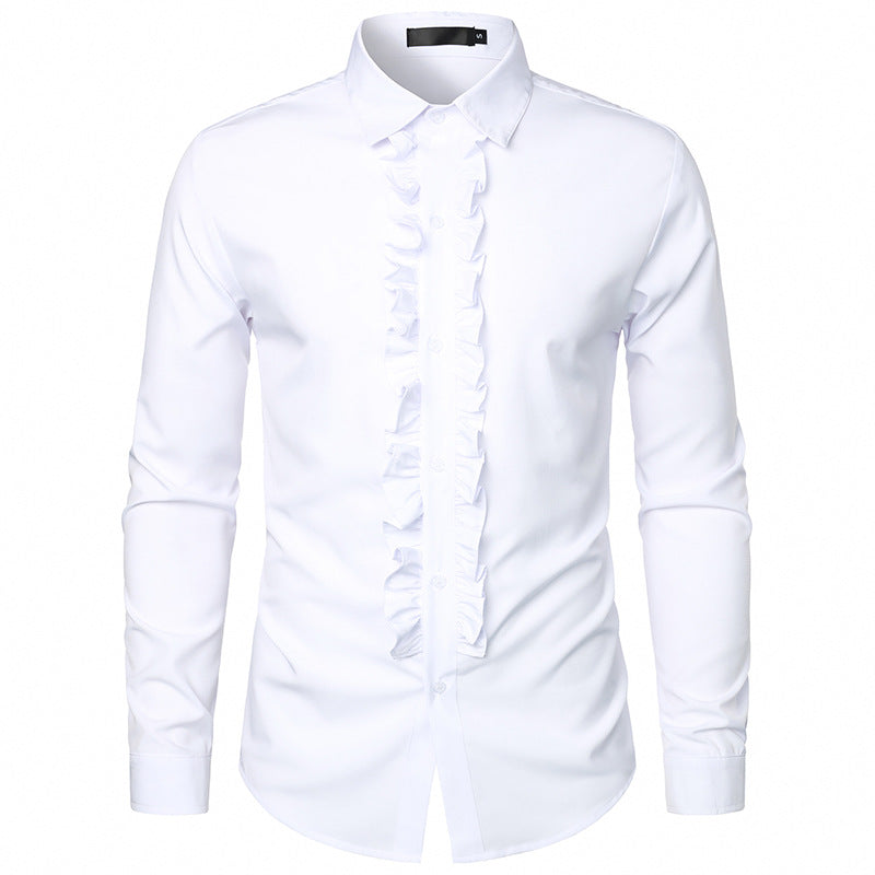 Men's Elegant Ruffle Design Shirt