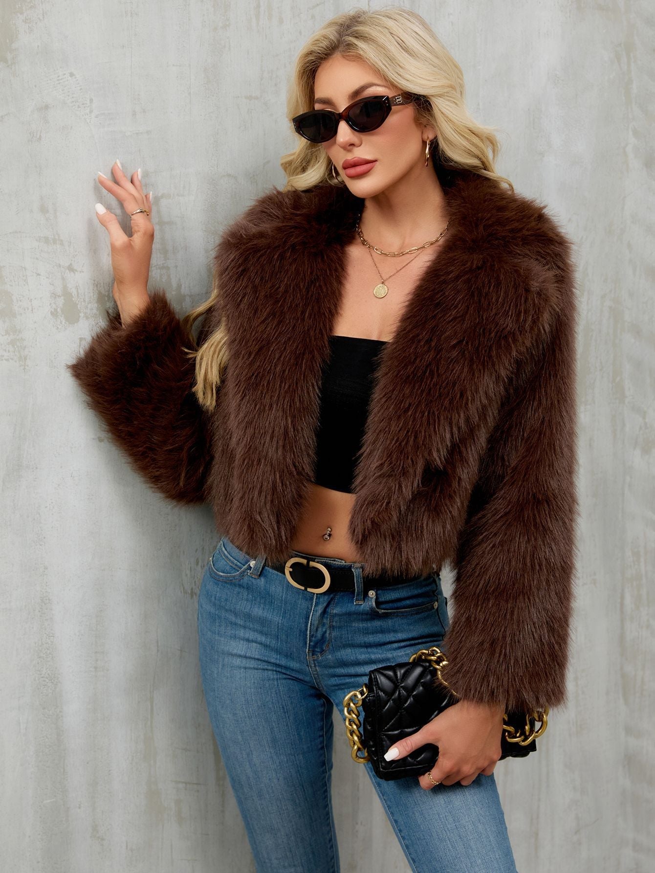 Women's Elegant Faux Fur Bolero Jacket