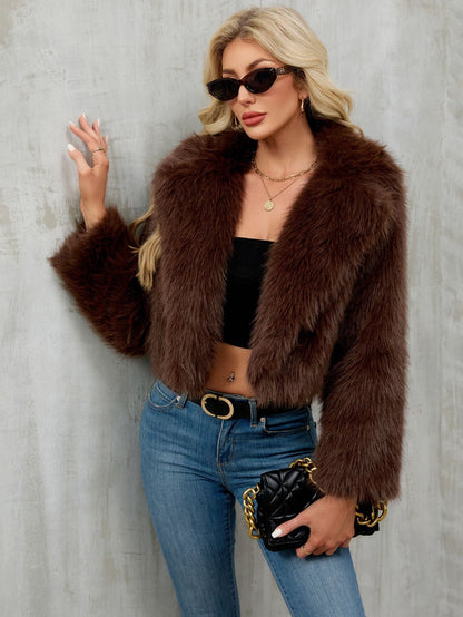 Women's Elegant Faux Fur Bolero Jacket