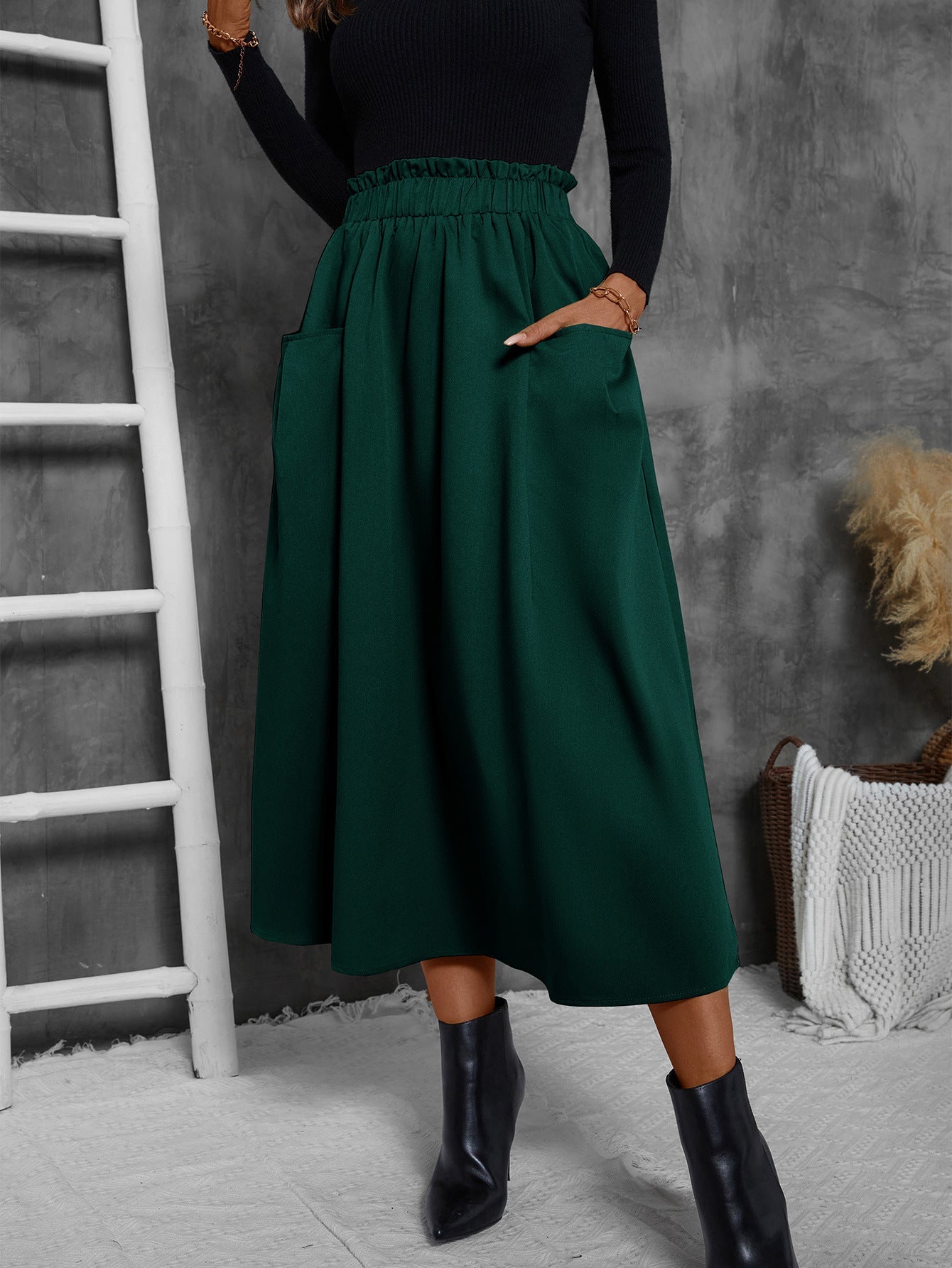 Women's Midi Skirt, Lightweight Summer Skirt with Pockets