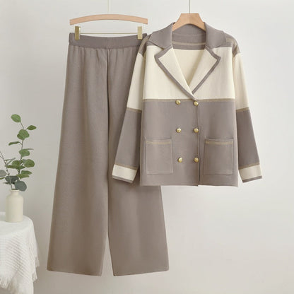 Women's Elegant Lounge Set with Double-Button Detail