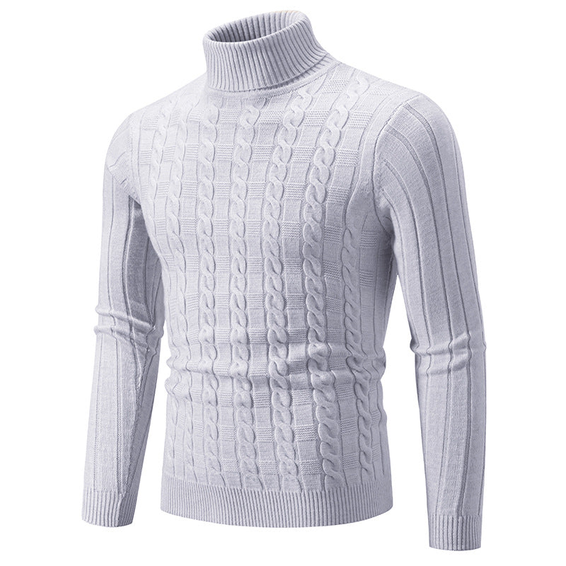 Men's High-Neck Cable Knit Sweater Classic