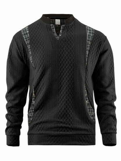 Men's Knitted Sweater Modern Plaid Pattern Elegant Design