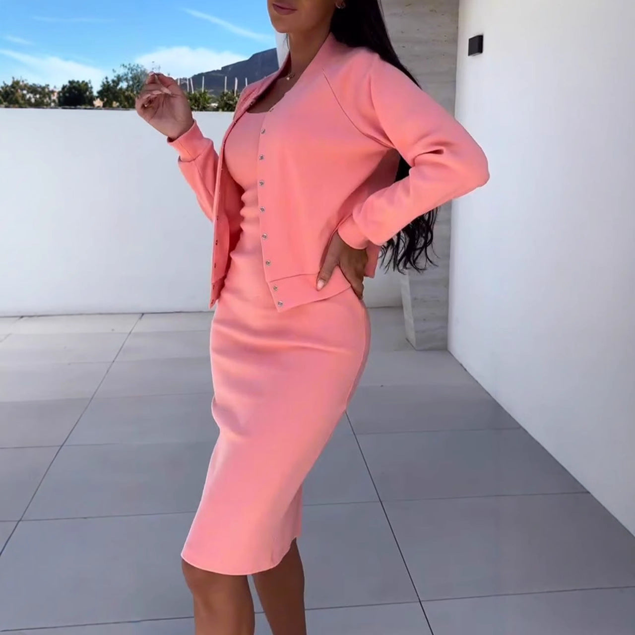 Elegant Shapewear Slip Dress Midi Length Sleeveless