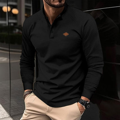 Men's Long-Sleeved Shirt Elegant Pattern Modern Collar