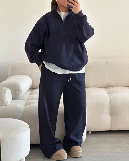 Women's Fleece Tracksuit Stand-up Collar Zipper
