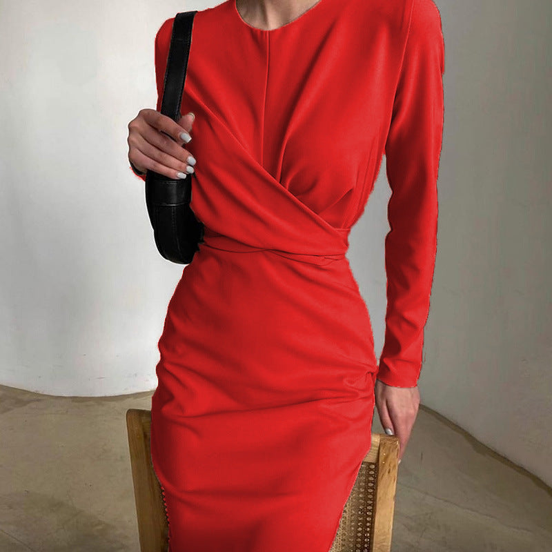 Women's Wrap Dress Elegant Long Sleeve Flowy Cut