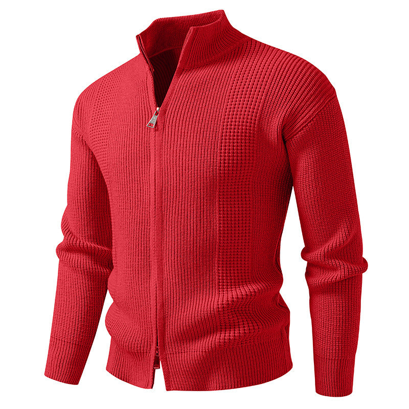 Men's High Collar Cardigan Modern Snap Closure