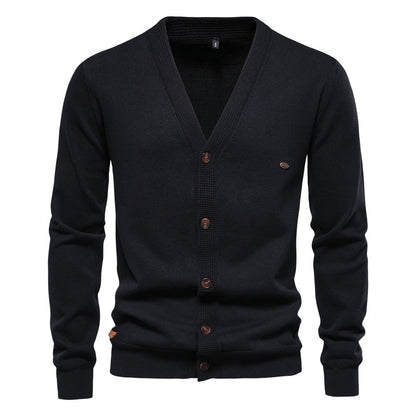 Men's Cardigan V-Neck Modern Wooden Buttons
