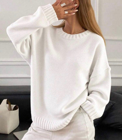 Women's Oversized Knit Sweater Round Neck Soft And Comfortable