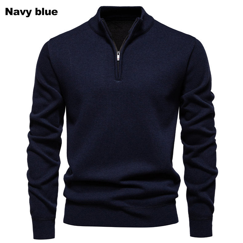 Men's Knitted Jumper Short Zip High Collar Elegant