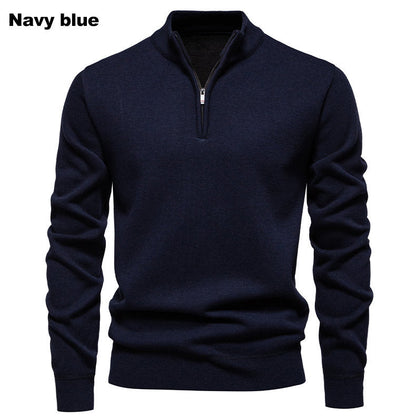 Men's Knitted Jumper Short Zip High Collar Elegant