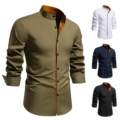 Herren Hemd Elegant Modern Stehkragen - IdealeKleiden
