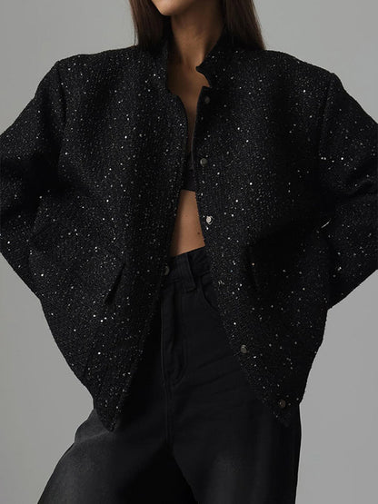 Glamorous Women's Jacket Oversized Glitter Effect