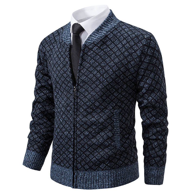 Men's Cardigan Modern Zip-Up Structured Stylish