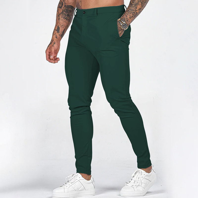 Men's Slim-Fit Chino Trousers Elegant Comfortable