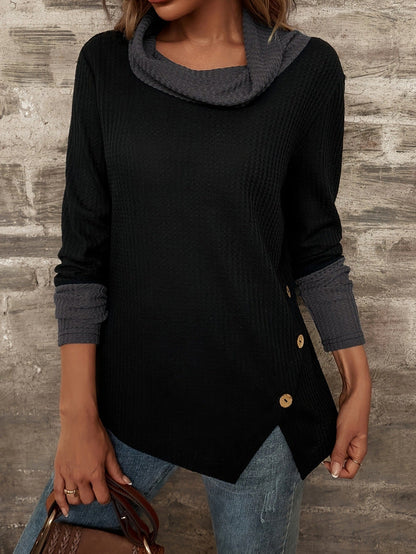 Damen Langarmshirt Großzügig Kragen Strukturiertes Design