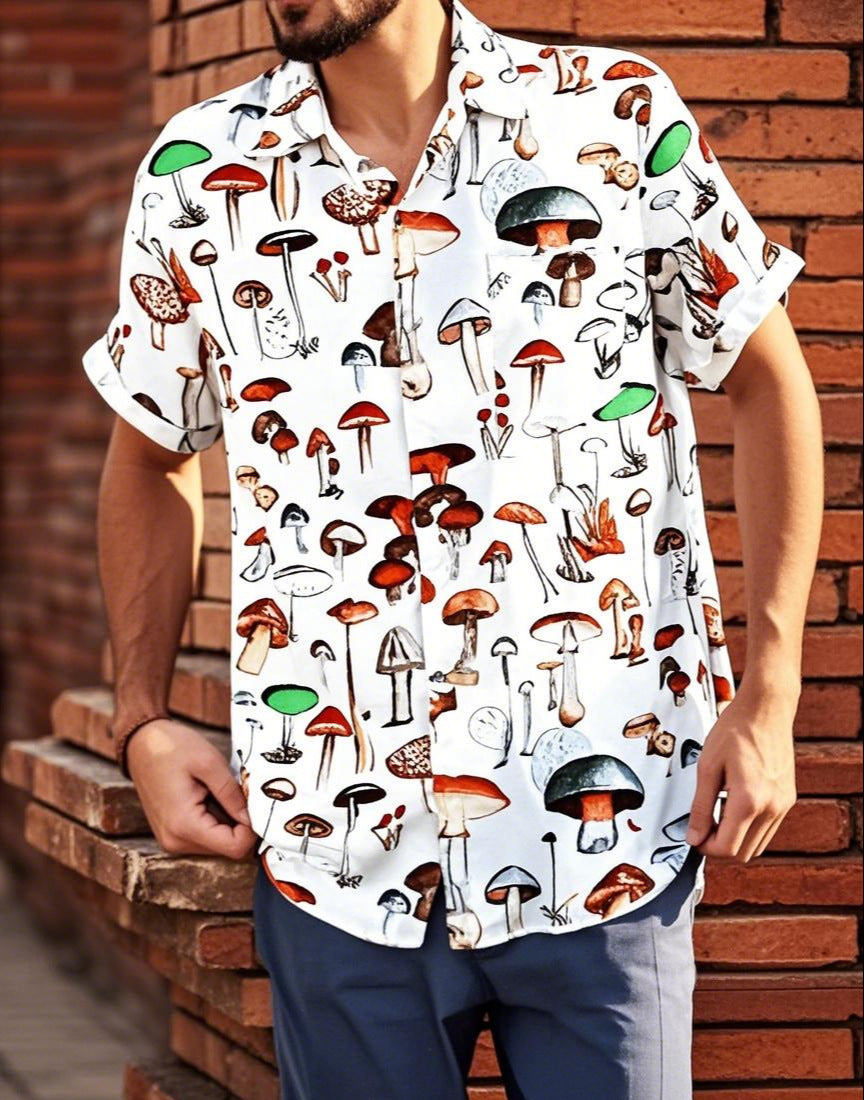 Men's T-Shirt Summer Mushroom Pattern Breathable