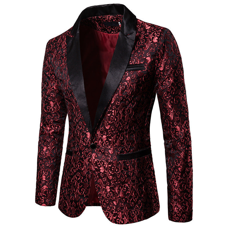 Men's Velvet Blazer Elegant Pattern Black