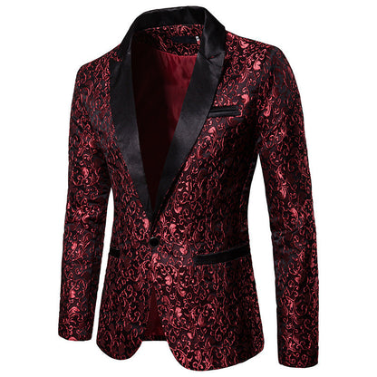 Men's Velvet Blazer Elegant Pattern Black