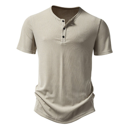 Men's Short Sleeve Shirt Modern Textured Button Details