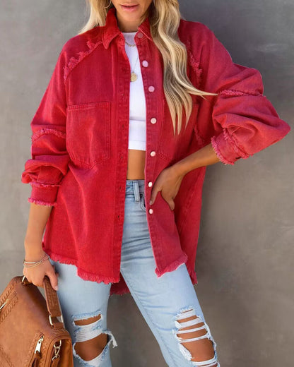 Women's Denim Jacket Casual Vintage Style Fringed