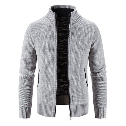 Men's Cardigan High Collar Practical Zipper Pockets