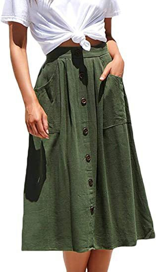 Women's Knee-Length Skirt Elegant Cut With Pockets