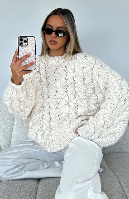 Women's Cable Knit Sweater Modern Cable Design