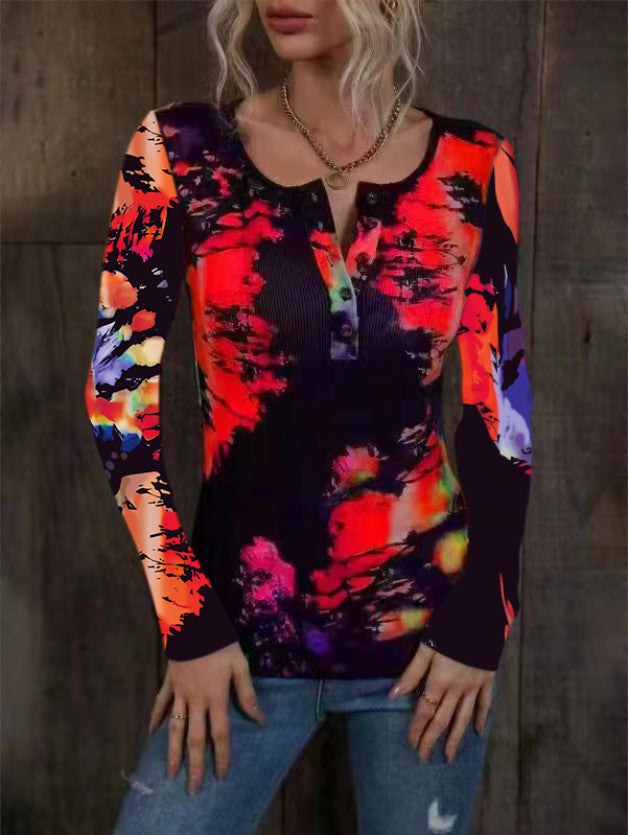 Women's Long-Sleeve Shirt Colorful Gradient Trendy