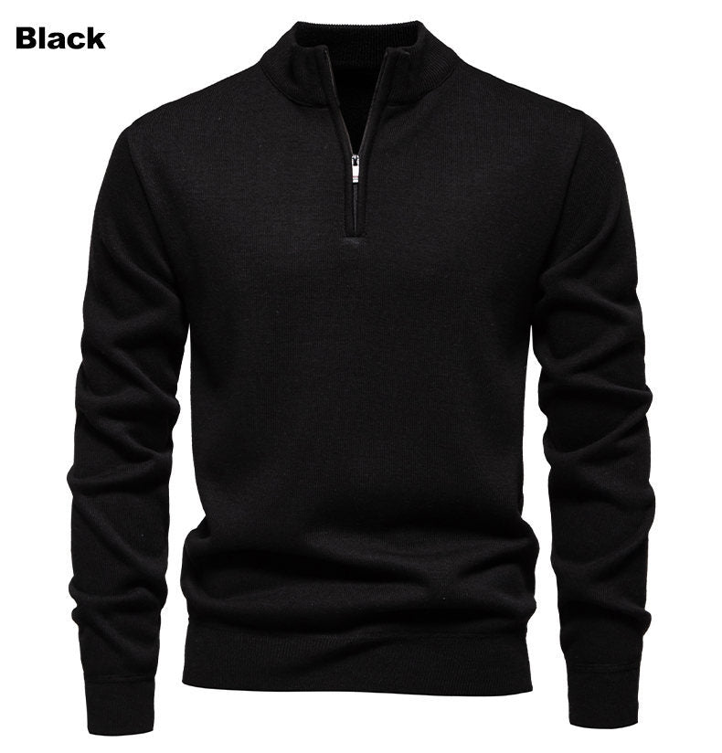 Men's Knitted Jumper Short Zip High Collar Elegant