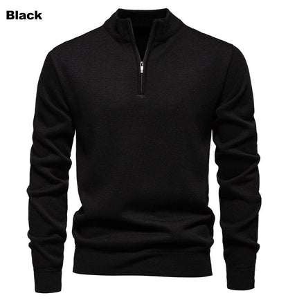 Men's Knitted Jumper Short Zip High Collar Elegant