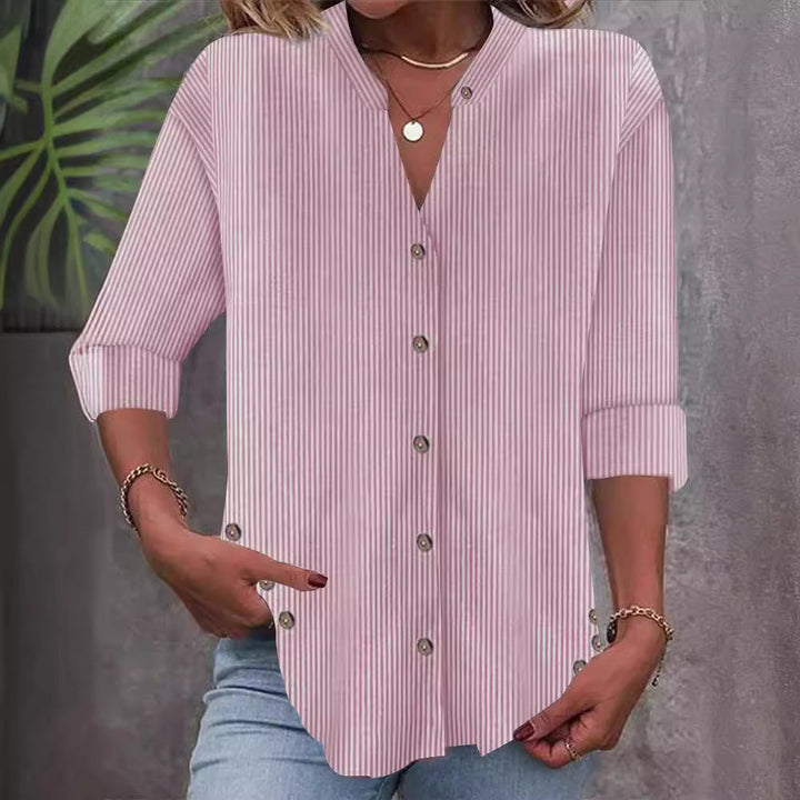 Damen Bluse Streifenmuster Elegantes Design - IdealeKleiden