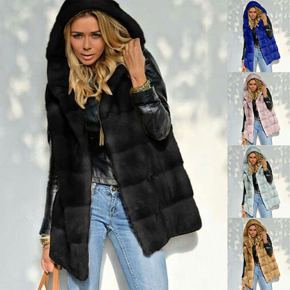 Damen Fleece-Jacke Mit Kapuze Warm Und Bequem - IdealeKleiden