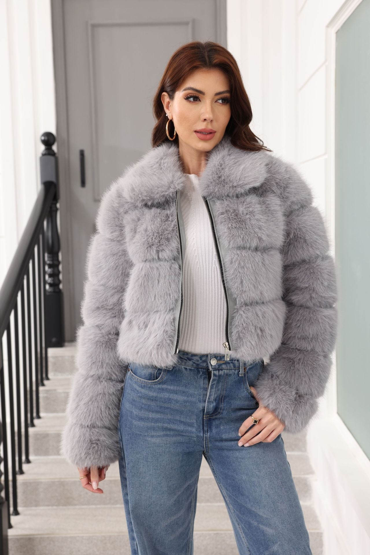 Women's Stylish Faux Fur Winter Jacket Trendy Women's Coat