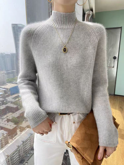 Women's Long-Sleeve Sweater Fine Ribbed High Neck