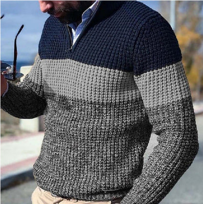 Men's Textured Half-Zip Knit Sweater