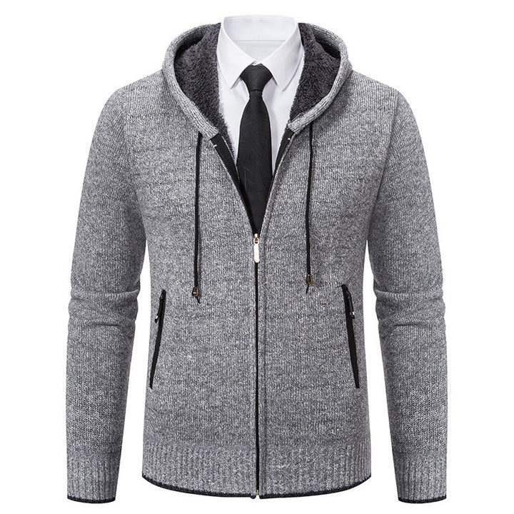 Herren Strickjacke Kapuze Weich Futter Winter - IdealeKleiden
