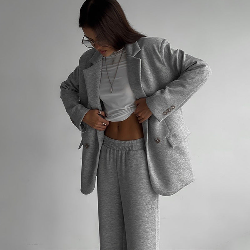 Damen Zweiteiliges Set Oversized Blazer Hose Modern Chic - IdealeKleiden