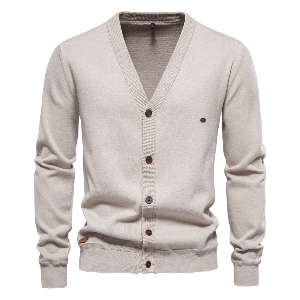 Men's Cardigan V-Neck Modern Wooden Buttons