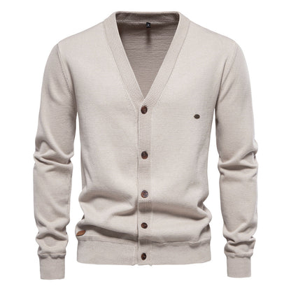 Men's Cardigan V-Neck Modern Wooden Buttons