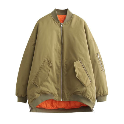 Women's Sporty Casual Bomber Jacket with Pockets