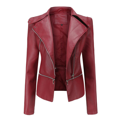 Women's Leather Jacket Biker Style Asymmetrical