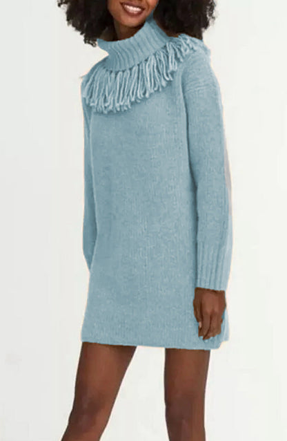 Women's Knitted Dress Elegant Design With Turtleneck