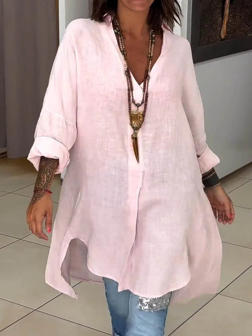 Women's Linen Tunic Elegant Asymmetrical Cut