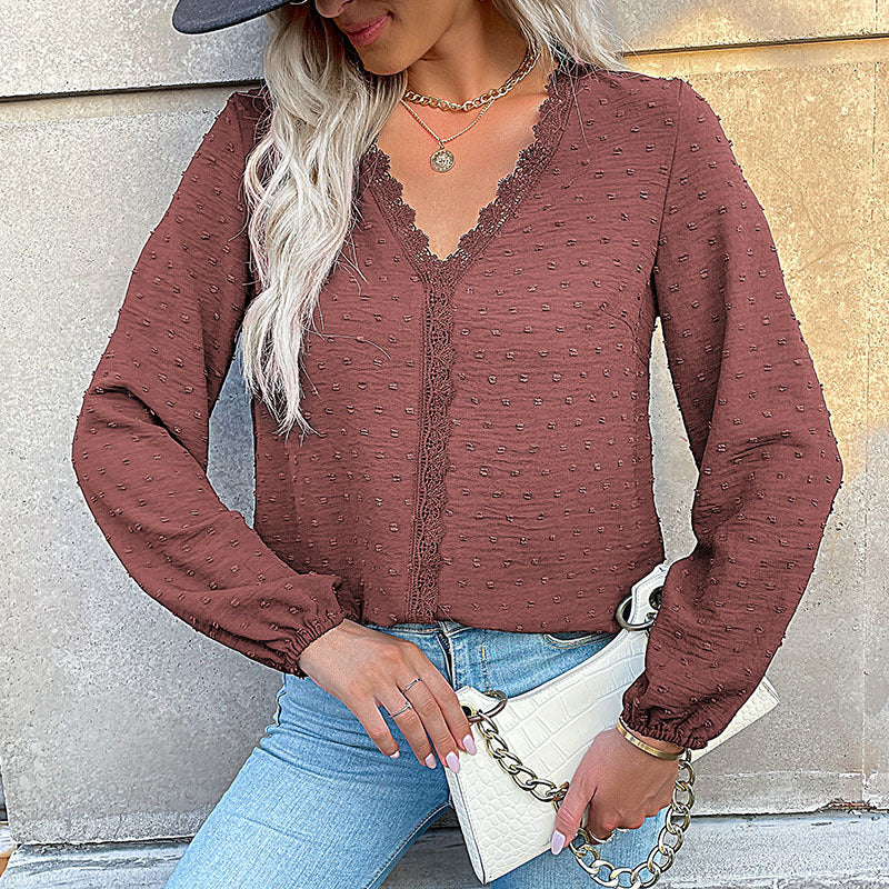 Ladies' Blouse Romantic Lace Elegant