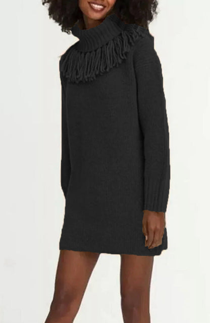 Women's Knitted Dress Elegant Design With Turtleneck